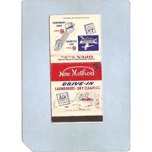 New York Staten Island Matchcover Mercury Stores Drive-In Launderers-Dry C~90