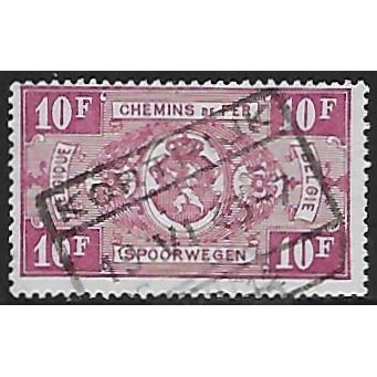 Belgium Epm Mi 244: 10 Fr. deep red-lilac Railway Parcel Stamp: Coat of Arms