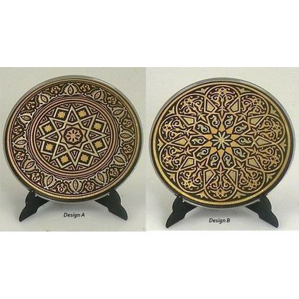Damascene Gold Star Design Round Decorative Mini Plate by Midas of Toledo Spain