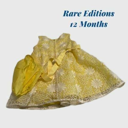 Rare Editions Floral Embroidered Organza Dress-Yellow