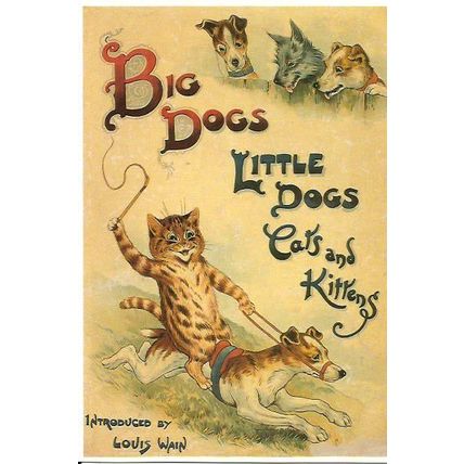 BIG DOGS LITTLE DOGS (Louis Wain) Art Postcard (Mayfair 094)