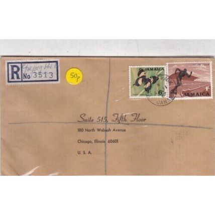 Jamaica 1967 Gregory Park to Chicago USA Registered cover Gregory Park cancel VG