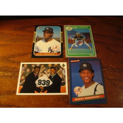 1985-1990, 4-Cards, RICKEY HENDERSON, Fleer/Donruss/UD