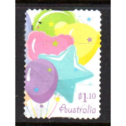 AUSTRALIA: 2020, $1.10 OCCASIONS, BALLOONS, USED SELF-ADHESIVE STAMP. 007/018