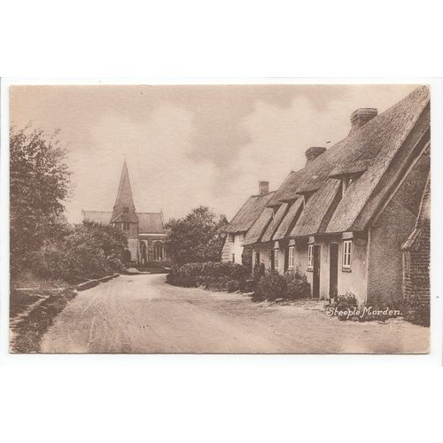 Cottages & Church Steeple Morden Postcard Cambridgeshire Robert H Clark's Series