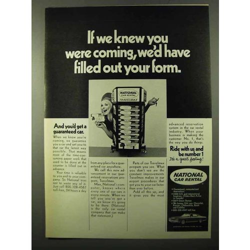 1971 National Car Rental Ad - We'd Have Filled Out Form