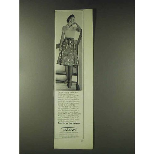 1978 Talbots Frog Print Reversible Wrap Skirt Ad