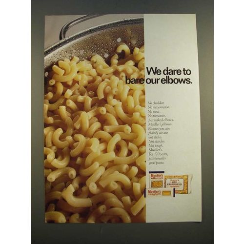 1986 Mueller's Pasta Ad - We Dare To Bare Our Elbows