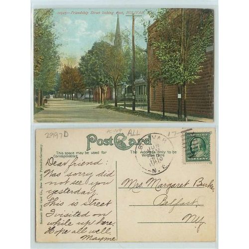 New York Bolivar Friendship St. Looking East w/Church and tree lined stree~109