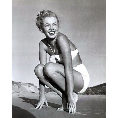 Marilyn Monroe vintage sexy White Bikini Beach pinup print poster Playboy b/w