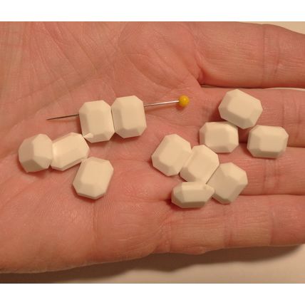 12 Swarovski Chalkwhite Rectangle Glass Beads 12.5 x 10mm #5105 Chalk White 107