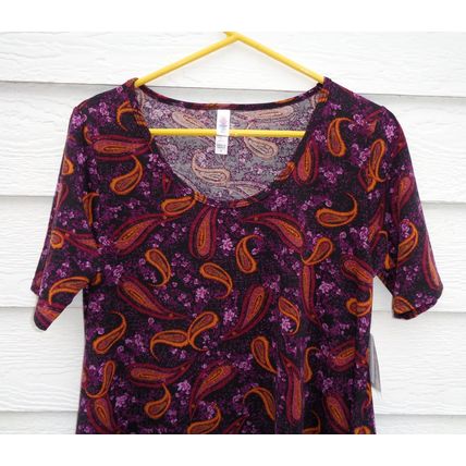 Lularoe Perfect T A-line Top Tee Shirt NWT Small 38 Chest Black Purple Paisley