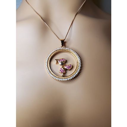 Mother's Day Necklace - Pink Girl Holding Heart