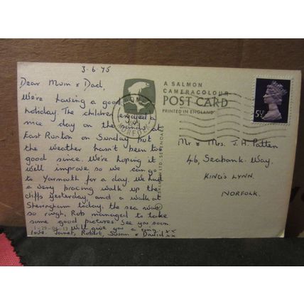 R.N.L.I. LIFEBOAT, SHERINGHAM, NORFOLK, used postcard by J. Salmon 1975 pm =
