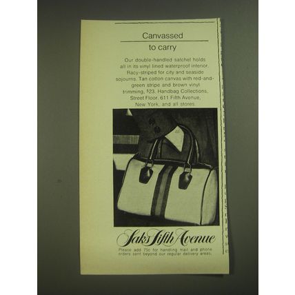 1974 Saks Fifth Avenue Handbag Ad - Canvassed to Carry