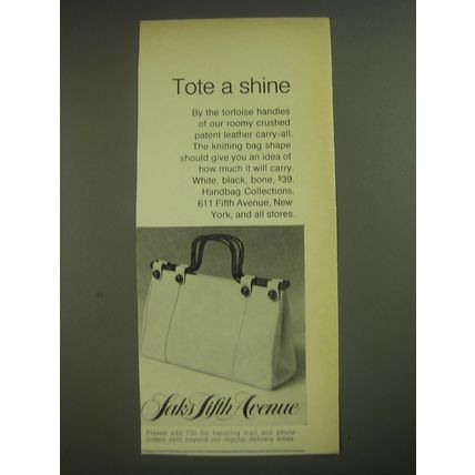 1974 Saks Fifth Avenue Handbag Ad - Tote a shine