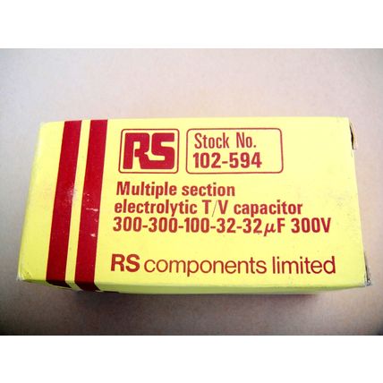300V, 300 +300 +100 +32 +32 µF RadioSpares RS Components Capacitor New Old Stock
