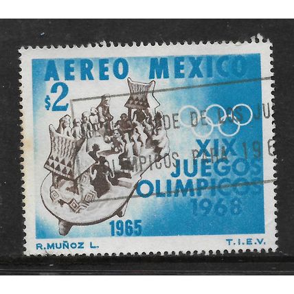 MEXICO 1965 OLYMPIC GAMES 2p BROWN AND BLUE BALL GAME SG 1105 FINE USED#2