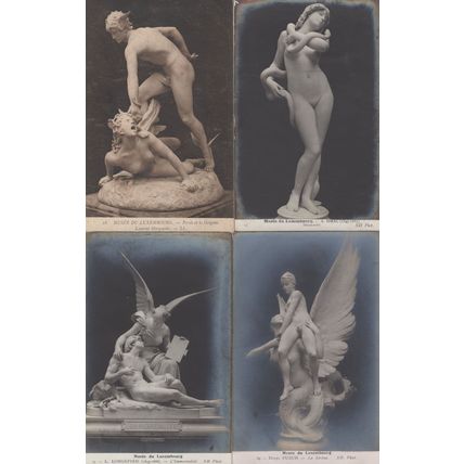 Idrac 4x Antique French Sculpture Angels With Wings Postcard s