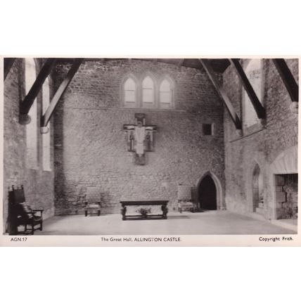 The Great Hall Allington Castle Kent Antique Real Photo Postcard