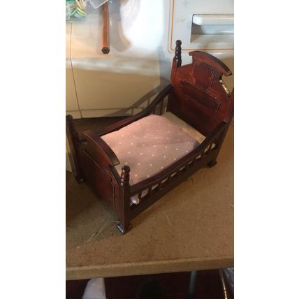Mahogany Cot Bed 1:12th Dolls House Miniature