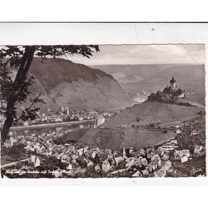 Cochem Mosel Germany Real Photograph Postcard posted 1958 crease