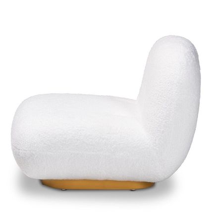 White Boucle Loop Chair Brushed Gold Base Modern Contemporary