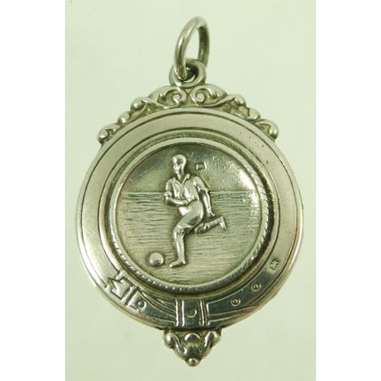 Vintage Solid Silver Watch Chain Fob Medal DHC Football Soccer Pictorial 1925