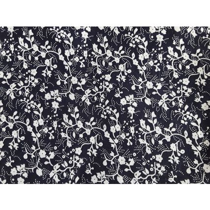 Dark blue floral cotton fabric square 48cms x 48cms