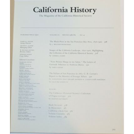 Two 1981 California History Magazine California Historical Society Issues