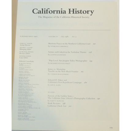 Two 1981 California History Magazine California Historical Society Issues