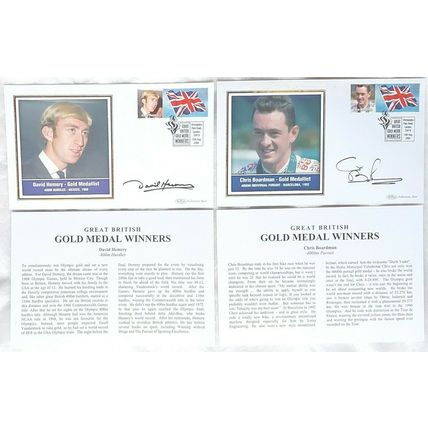 GOLD MEDAL WINNERS DAVID HEMERY & CHRIS BOARDMAN-HAND SIGNED AUTOGRAPHS ON COVER