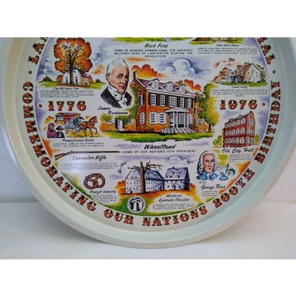 Lancaster County Bicentennial Commemorative Tin/Tray 13" Pennsylvania - 1776