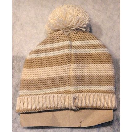 Addie & Tate Newborn/Infant Hat & Mitten Set Cream Tan Stripes