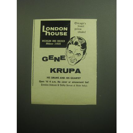1958 London House Restaurant Advertisement - Gene Krupa