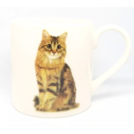 Tabby Cat Mug Fine China 8 CM Ceramic Tableware Home Decor Beverage Kitty Gift