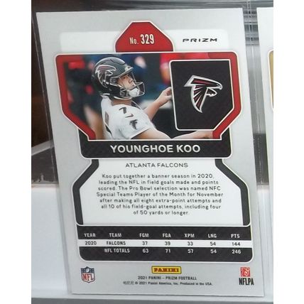 2021 Panini Prizm YOUNGHOE KOO (Falcons) Red, White & Blue Parallel #329