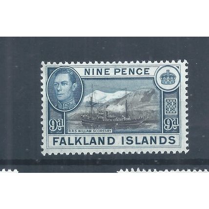 Falkland Islands stamps. 1938 etc 9d GVI William Scorby Ship MH SG 157 (AQ403)