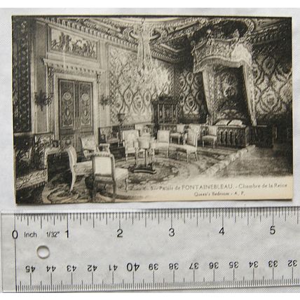 vintage postcard Fontainebleau Palace, Queens Bedroom