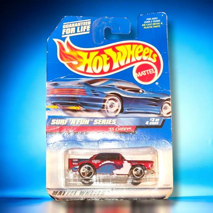 1999 HOT WHEELS SURF'N FUN '55 CHEVY MAROON 3/4 #963 (B17)