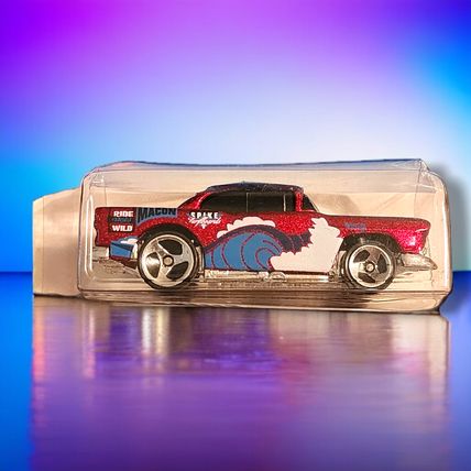 1999 HOT WHEELS SURF'N FUN '55 CHEVY MAROON 3/4 #963 (B17)