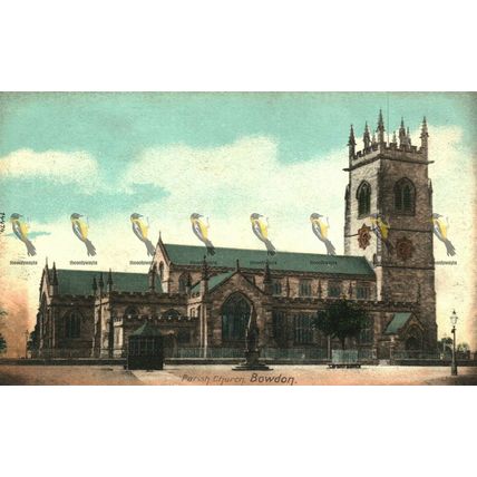 Parish Church Bowdon, Cheshire, 14474, Rare Wrench, Saxony Postcard, 1900s