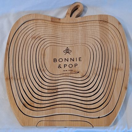 BONNIE & POP WOOD BOWL Wooden Collapsible Apple shaped Veggie Fruit Basket