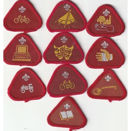Scout Badges - 10 x Cub Proficiency 1967/03 - 9 x Black Backs 1 x White (BY25)