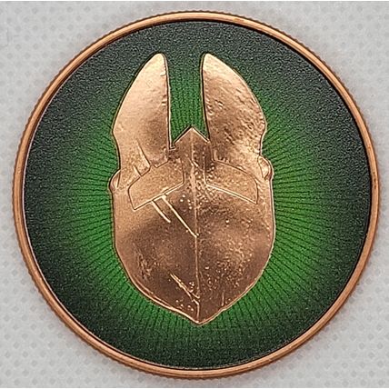 1 Oz Copper Collectible Reverse Proof Colorized Molon Labe