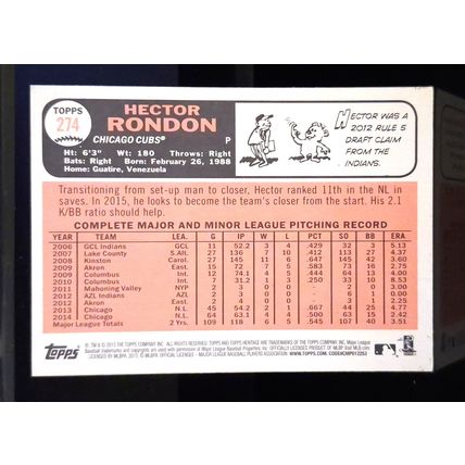 HECTOR RONDON 2015 TOPPS HERITAGE BASEBALL CARD #274