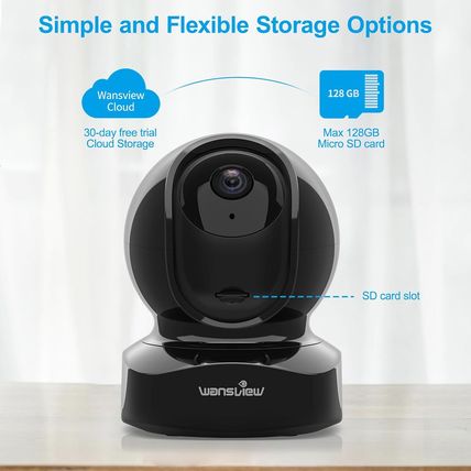 Wansview Security Camera Indoor, 360 Degree Wifi Home Security Cameras for Pet/D