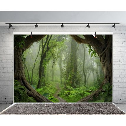 AOFOTO 8X6Ft Forest Backdrop Tropical Jungle Rainforest Backdrops for Photograph
