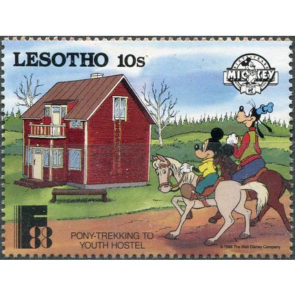 Lesotho. 1988. Pony-Trekking to Youth Hotel - Mickey, Goofy (MNH **) Stamp