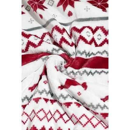 White Christmas Reindeer Snowflake Printed Sherpa Blanket